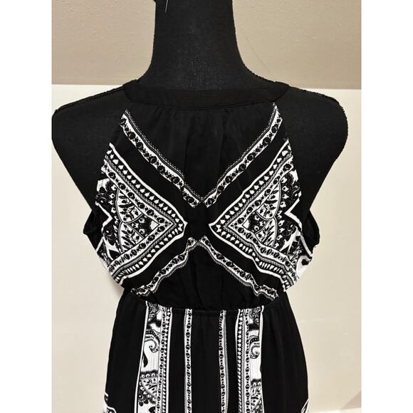 Old Navy Maternity Maxi Dress sz S Black‎ White lined & sheer Flowy Boho fairy - Picture 4 of 10